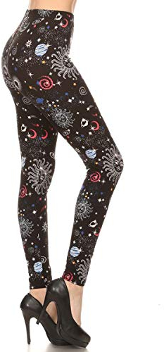 Leggings Depot Leggings mit hoher Taille und Blumenmuster für Damen – Regular, Plus, 1X3X, 3X5X, Himmlischer Traum, Einheitsgröße Mehr