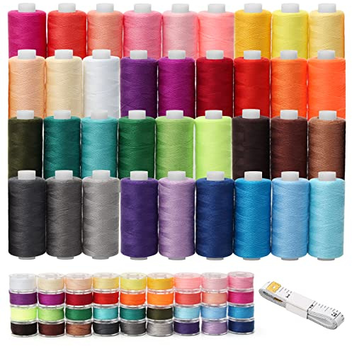 WIWAPLEX 72-teiliges Spulen-Nähgarn-Set, 430 Meter pro Fadenspulen, vorgewickelte Spule mit Etui, 36 Farben, Nähzubehör für Hand- und Maschinennähen, Notfall und Reisen, DIY und Zuhause