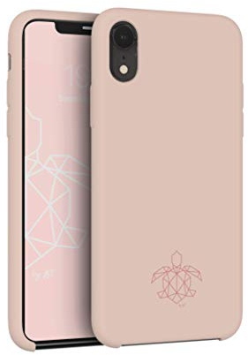 turtleandcase Silikonhülle für iPhone XR (6,1) - Liquid Silicone Case - Kostenloses Panzerglas - Silikon Schutz - Kratzfestes Mikrofaserfutter Schutzcase (iPhone XR, Sand Pink)