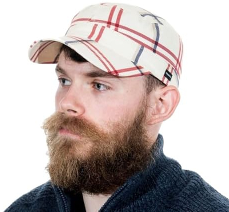 CRAGGI Damen Newsboy Cap Verschluss, Marineblau, Rot, cremefarben kariert, Einheitsgröße-L