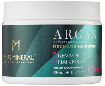 Pure Mineral - Intensiv reparierende Argan-Haarmaske - Reparatur und Glanz für trockenes Haar - Nährend mit Vitamin E - Ohne Sulfate, Parabene, Petrolate - 350ml