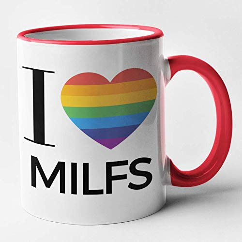 Funny Lesbian I Love Mug - I Love Milfs (Red)