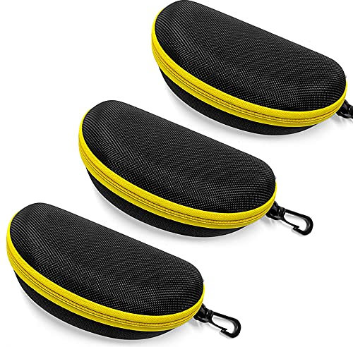 EKdirect 3pcs Sunglasses Case Hard Protective Eyewear Eyeglasses Glasses Box with Zip Hook (Yellow)