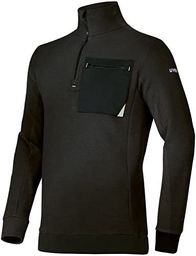 Uvex Tune-Up Männer Strickpullover mit Stehkragen - Arbeitspulli mit Brusttasche - Schwarz - XL