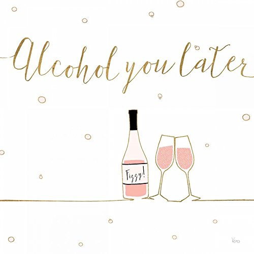 CANVAS-FRAMED-with-AMERICAN-BOX Underlined Bubbly VIII Charron Veronique - Kitchen square Art print alcohol bottles bubbles champagne fizzy gilded gla Floating 24_X_24_in