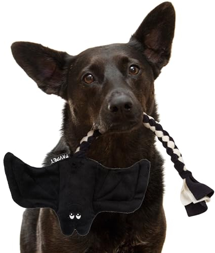 FAVPET Plüsch Hunde Spielzeug Fledermaus, Robustes Hundespielzeug Quietschend Große und Kleine Hunde, Quietschendes Spielzeug Plüschtier, Lustiges Hundespielzeug Welpen Plüsch (Schwarz)