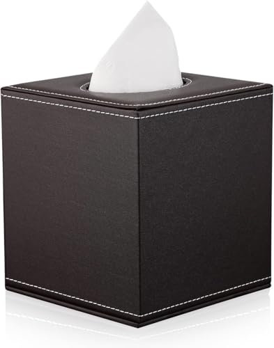 KINGFOM Cubo Porta fazzoletti in Pelle (Marrone)