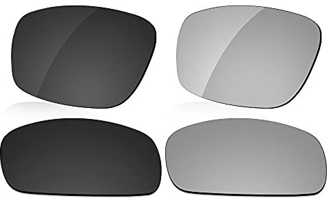 LenzReborn Polarisierte Gläser, Ersatz für Maui Jim Wassup MJ123-60,5 mm Sonnenbrille, weitere Optionen, Dunkelschwarz + Silbergrau, Einheitsgröße