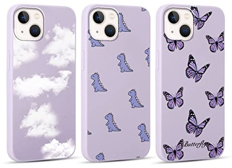 Yoedge 3 Stück Hülle für Apple iPhone 13 6,1 mit Muster aesthetic, Weich TPU Ultra Dünnes Soft Slim Flüssig Silikon Handyhülle Con Motiv, Stoßfeste Anti-Scratch Case Cover für iPhone13, Schmetterling