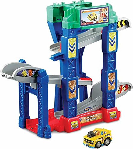 VTech 556503 Toot Drivers 4-in-1 Raceway, Toy Car racing Track for Boys and Girls, Car Tracks for Kids with Lights and Sounds, Musical Toy Race Track for Children Aged 1 to 5 Years, English Version