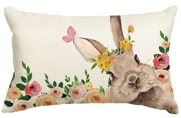 Artoid Mode Hase Blumen Schmetterling Ostern Kissenbezug, 30x50 cm Winter Frühling Saisonnal Zierkissenbezug Couch Wohnzimmer Deko