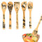 Bambuslöffel Set mit 5 magischen Küchenutensilien,Graviert,Lustige Muster,lustiges Küchengeschirr,Kochgeschenke,Einweihungsgeschenke,Küchendekoration