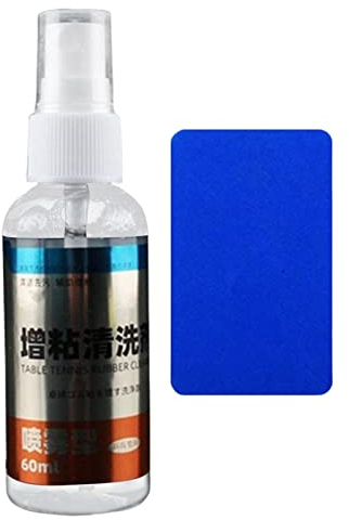 MUMIAO Table Tennis Bat Cleaner, Cleaning Spray for Table Tennis Bat 60ml Spray Bottle with Double Sided Sponge, High Quality Table Tennis Bat Cleaning Kit for Maintenance
