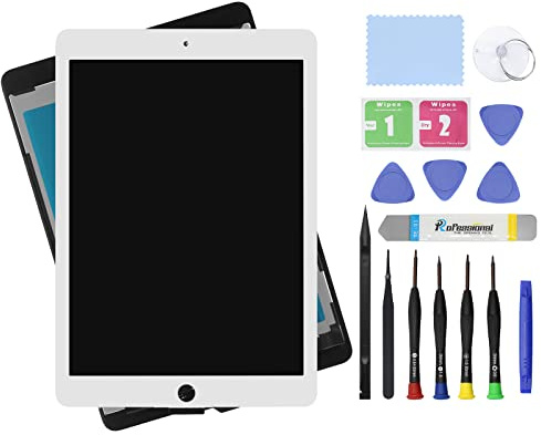 9,7 Zoll LCD-Bildschirm Ersatz für iPad Air 2 2. Generation A1566 A1567 Display LCD Montage und Glas Touch Digitizer Premium Reparaturset (weiß)