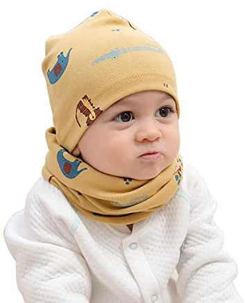 MAKFORT Loop Kinder Mit Beanie Mütze Kinder Baumwoll Schals Baby Schals Winter Loop Schal Junge Und Mädchen