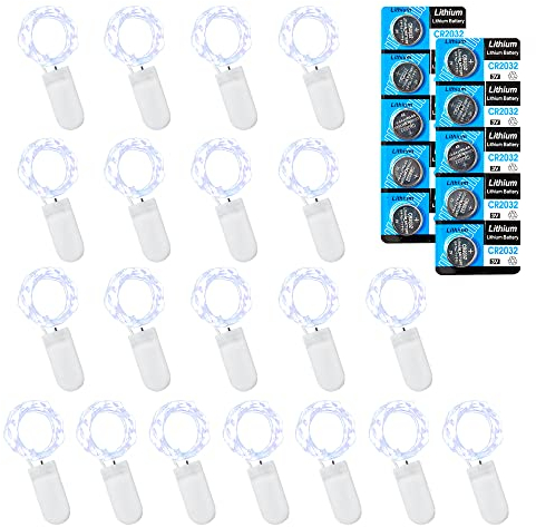 LEECOCO lichterkette batterie 1m, Kaltweiß Licht Batterie Licht Kette,für Weihnachten, Party, Hochzeitsdekoration (20 Pack 1M 10 LEDs, Kaltweiß)