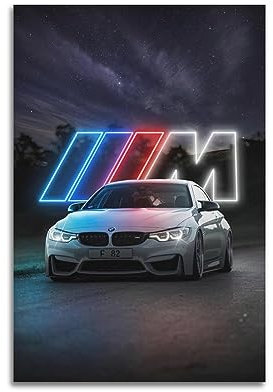 KTIN Kunstdruck auf Leinwand, Motiv: Deutscher Sportwagen BMW F82 M4, Rennauto, dekoratives Gemälde, Wandposter und Kunstdruck, modernes Familienschlafzimmer-Dekor-Poster, 30 x 45 cm