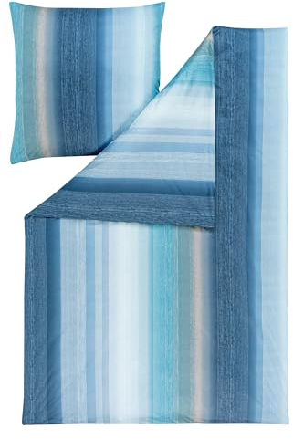ESTELLA Mako Interlock Jersey Bettwäsche Tamani blau 1 Bettbezug 135 x 200 cm + 1 Kissenbezug 80 x 80 cm