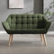 chairus 2 Seater Sofa Linen Tub Chairs Upholstered Cocktail Loveseat with Wooden Legs Comfortable Living Room Armchair (Green)