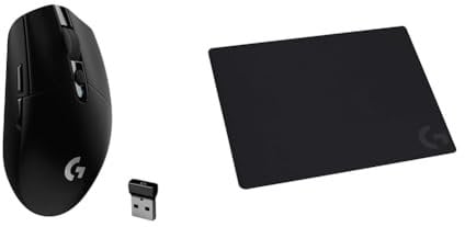 Logitech G305 LIGHTSPEED Mouse Gaming Wireless, Sensore 12K HERO, 12.000 DPI, Design Leggero & G240 Gaming Mouse Pad in tessuto, Ottimizzato per i Sensori da Gioco, Attrito Moderato