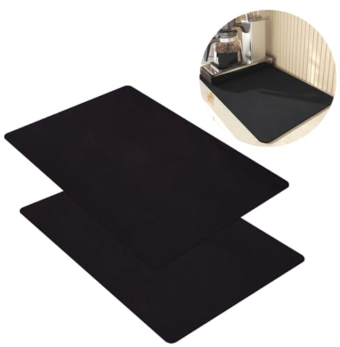 Alfombrilla Escurreplatos, 2 Piezas Alfombra Escurreplatos, 40 x 50cm, Alfombrilla Cafetera, Alfombrilla Absorbente para Escurrir Platos, Alfombrilla Secado Platos, para Cocina Baño Salón y Fregaderos