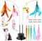 EASY JOY Jouet Chat Interieur, interactifs pour Chats avec 2 Baguette Magique et 10 Plumes avec Cloche,1 Jouets Suspendus, Ventouse Double Trou