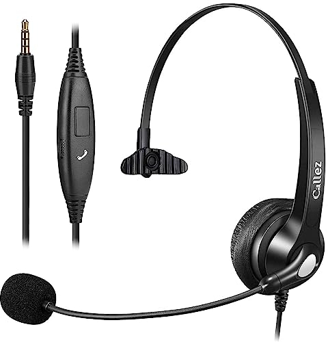 Casque Téléphone Portable Jack 3,5mm avec Micro Anti-Bruit pour PC Ordinateur Portable, Oreillette Filaire pour iPhone Android Zoom Bureau Travail Visioconférence, Contrôle en Ligne, Très Confortable