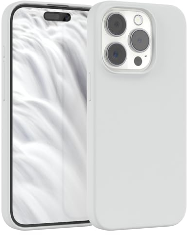 EAZY CASE Premium Silikon Handyhülle kompatibel mit iPhone 15 Pro Slimcover mit Kameraschutz und Innenfutter, Silikonhülle, Schutzhülle, Bumper, Handy Case, Hülle, Softcase, Weiß