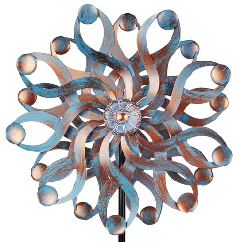 DREAMSOUL Molinillos de viento para exteriores, 55.88 cm, grandes molinillos de viento de metal para exteriores para patio y jardín, doble cinético para jardín, patio, césped