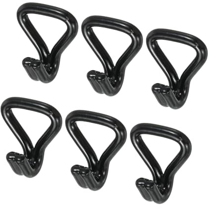 sourcing map Ratchet Double J Strap Hook Load 1763 Lbs for 1 Tie Down Strap Webbing Car Truck Trailer Pack of 6 Black Plastic Coating