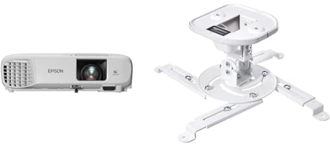 Epson EB-FH06 3LCD-Projektor (Full HD 1.920x1.080p, 3.500 Lumen Weiß- und Farbhelligkeit & Amazon Basics - Neigbare Projektor-Halterung für die Decke/Wand, Traglast: 15 kg, Weiß