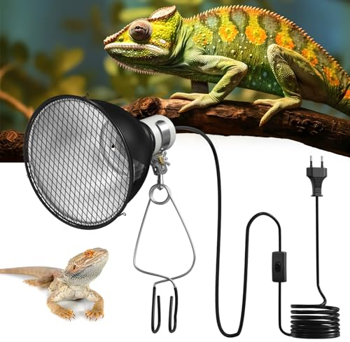 GlowUp Rettile Portalampada Riscaldante per Tartarughe, 5.5 Pollici E27 200W Riflettore Porta Lampada per Rettili, Lampada Riscaldante Tartarughe Rettili per Lampadine UVA UVB, Lampadine Infrarossi