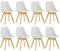 TTATC Pack de 8 Sillas de Comedor con Patas de Madera Maciza de Haya, Sillas de Cocina de Diseño Nórdico Sillas de Oficina de Madera con Asiento Acolchado, Blanco