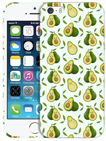 GlamCase for iPhone 5 / 5S / SE 1st Gen, iPhone 5 / 5S / SE 1st Gen Case - Avocado Pattern Design Printed Slim Fit Cute Plastic Hard Protective Designer Back Case for iPhone 5 / 5S / SE 2016