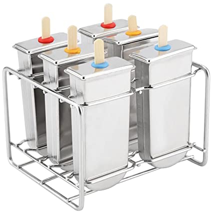 Máquina para Hacer Helados de Acero Inoxidable, Herramienta de Molde para Estallidos, Cocina, Bricolaje, para el Hogar, Industrial, Estante Liso Duradero, 6 Paletas a (Placa