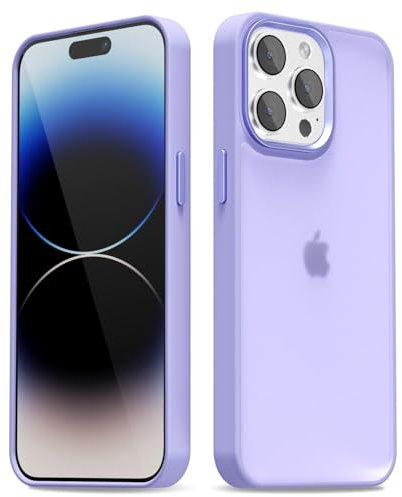 oakxco für iPhone 14 Pro Hülle Durchsichtig Matt, Glatt Transparent Handy Hülle Dünn Klar Handyhülle Slim, Hart Plastik Schutzhülle & Einfarbig Bunt TPU Weich Gummi Silikon Bumper, Lila Flieder