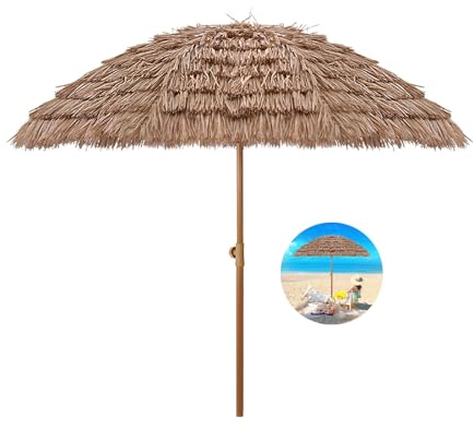 Hawaii Parasol De Plage Anti Uv Parasol Balcon Portable 160cm 200cm 240cm 300cm Parasol De Jardin En Raphia Inclinable Parasol Extérieur En Paille Imperméable Avec Sac De Transport Pour Extérieur Jard