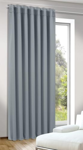 KAMACA Vorhang Verdunklungsgardine mit versteckten Schlaufen und Gardinenband Thermogardine Verdunklungsvorhang Schlafzimmer Wohnzimmer HxB 245x140 cm (ANTHRAZIT - HxB 245x140 cm)