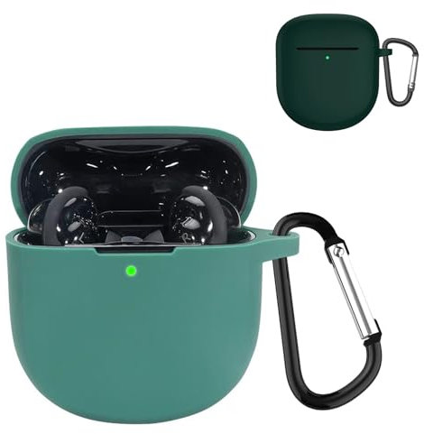 KANOYO Silikon Hülle für Bose QuietComfort Ultra/Bose QuietComfort Earbuds II Hülle Kopfhörer Case und Schutzhülle Kompatibel Ultra Silikon Cover,Stoßfeste Schutzhülle,Kratzfest - Tiefgrün