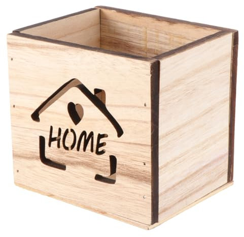 IWOWHERO Adornos De Caja Cuadrada De Madera Cubo De Flores Decoración del Hogar
