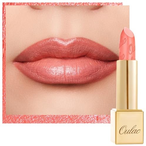 OULAC Lippenstift Metallic Glanz Finish, Koralle Langanhaltender Glitzer Lippenstifte, Feuchtigkeit und Glanz für die Lippen, Intensive Farbe Feine Textur, Vegan, 4.3g (GM11) Aurora