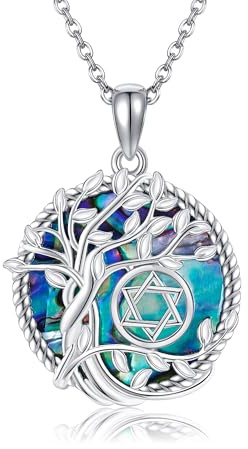URONE Baum des Lebens Kette Silber 925 Davidstern Anhänger Baum des Lebens Halskette Baum des Lebens Schmuck Geschenk für Damen