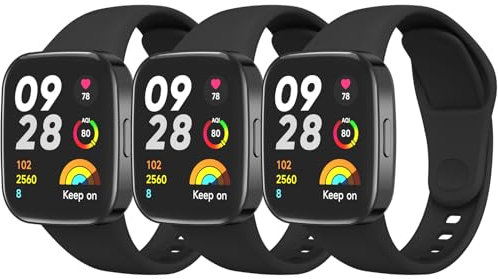 YLK 3 Pezzi Cinturino per Xiaomi Redmi Watch 3, Cinturino di Ricambio Sportivo Classico Regolabile Compatibile con Xiaomi Redmi Watch 3 (Nero+Nero+Nero)