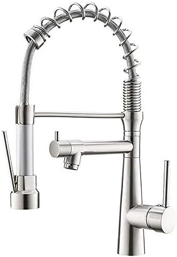 ROMOER Grifo De Cocina Grifos Extraíbles De Níquel Cepillado Grifo De Fregadero Caliente Y Frío Giratorio De 360 ​​​​grados Mezclador De Cocina