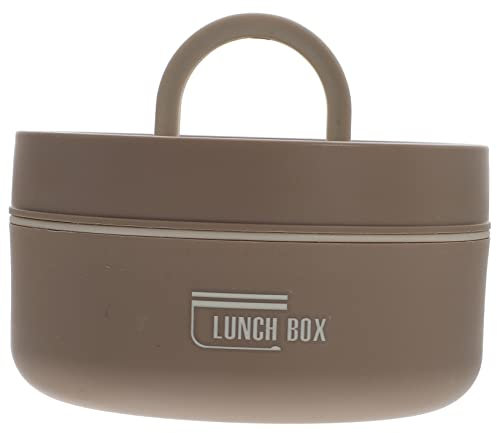 Cabilock Bento Lunch Box, Food Flask with Handles, Leak Proof Food Jar Hot Lunch Box Stainless Steel Meal Prep Container Food Box for Adult Kids Students Office, Microwave Dishwasher Safe, Brown
