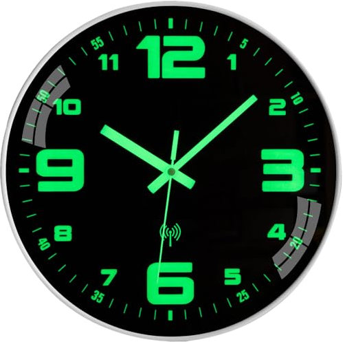 ACCSHINE Leuchtend Wanduhr Funkuhr Wanduhr Ohne Tickgeräusche Lautlos 25cm Quarz Modern Groß Batterie Wanduhr Einfach zu Lesen für Zimmer Zuhause KüChe Schlafzimmer Büro Schule (Leuchtend Wanduhr-A)