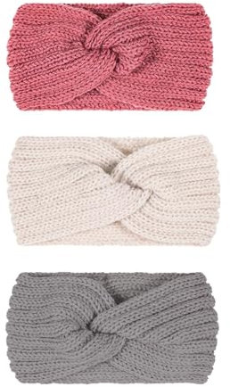 Winter Knitted Headband,3 Pieces Winter Headbands for Women's Hair Hairband Ear warmers Elastic Fall and Winter Versatile for Women Girls Headband