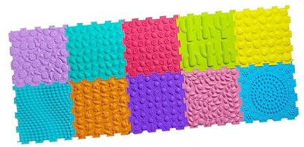 MagiDeal Massage Sensory Puzzle Mat, Interlocking Floor Tiles, Children Puzzle Carpet, Sensory Tiles, Orthopedic Game Mat, 10Pcs