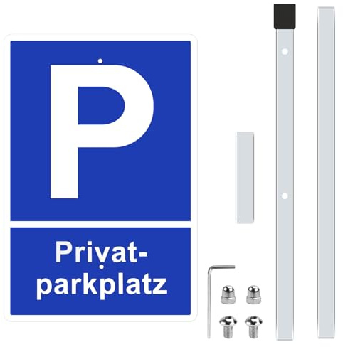 NCTNCX Cartel de aparcamiento privado con postes, altura de 90 cm, Cartel Parking Privado, 30 x 20 cm, de aluminio duradero con protección UV, resistente a la intemperie