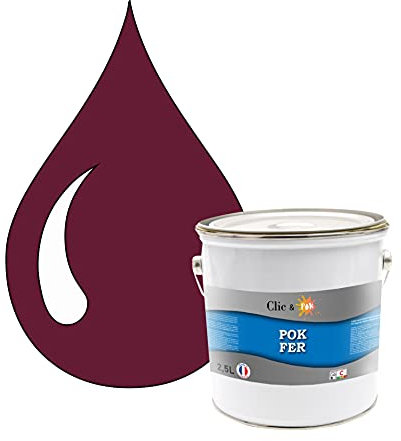 POK Peinture fer antirouille - Laque extérieure Semi-Brillante FER - 2,5L - RAL 4004 Violet bordeaux